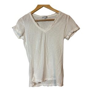 James Perse Sheer Slub Casual V Neck Tee White 100% Cotton women’s size 2= US M
